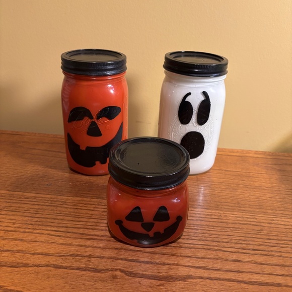 Handmade Other - 2 Pumpkins & 1 Ghost Painted Ball Jars
